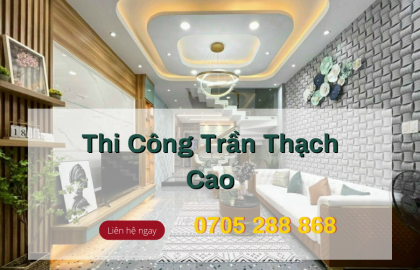 Thi công trần thạch cao giật cấp hiện đại