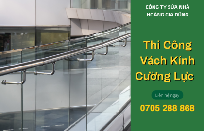 Thi công vách kính cường lực cửa tự động